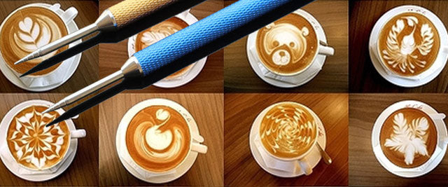  4 Pcs Stainless Steel Coffee Art Pen Coffee Fancy
