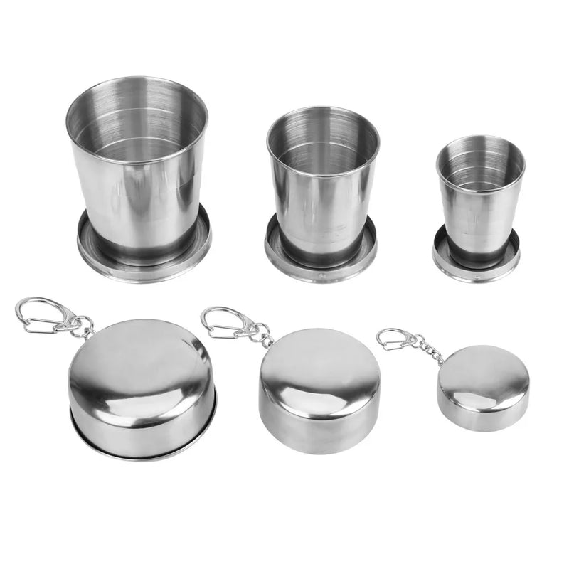 Stainless Steel Folding Cup Portable Water Drinking Cup Retractable Telescopic Collapsible Cups