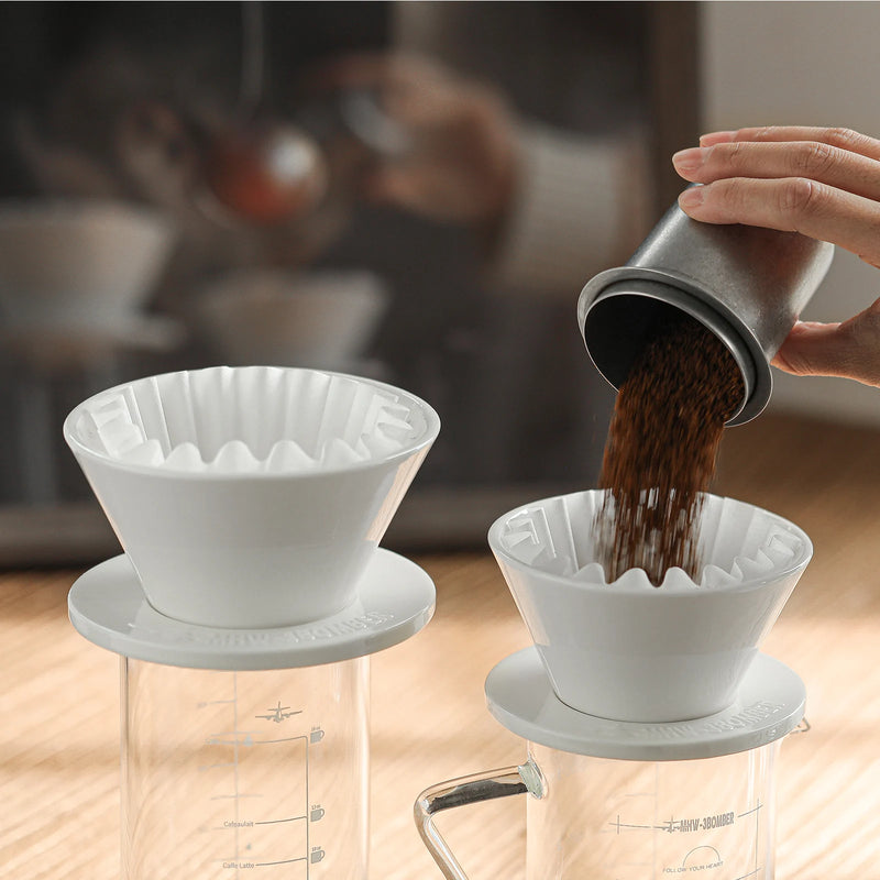 Pour Over Coffee Dripper Ceramic Slow Brewing Accessories Manual Brew Maker 3 Holes Paper Filter