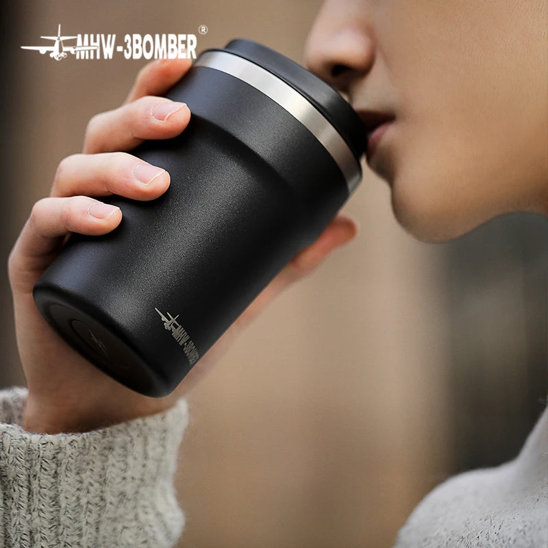 MHW-3BOMBER 360ml Portable Thermo Cup For Coffee Mug Stainless Steel Outdoor With Cover Leak-proof