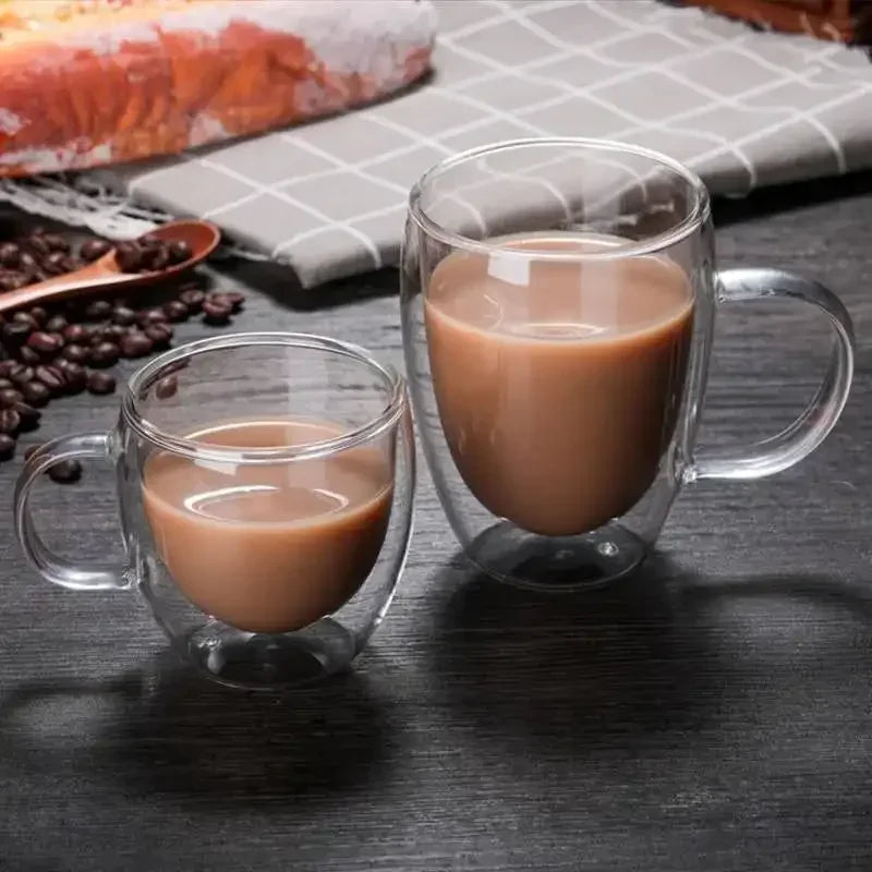 Double Bottom Wall Glass Coffee Cup Whiskey Tea Thermal Heat Resistant Mug Drinkware Tumbler Set