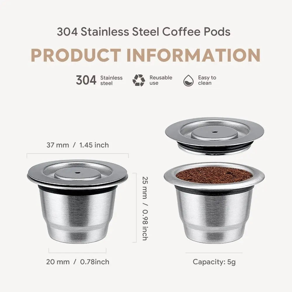 iCafilas Stainless Steel Reusable Coffee Capsule | Refillable Pod Compatible with Nespresso Machines