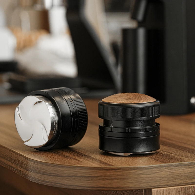 Adjustable Depth Gravity Adaptive Coffee Distributor 58.35MM 30lbs Espresso Tamper, Mat & Brush Set