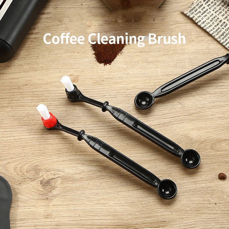 Coffee Machine Cleaning Brush with Spoon – Nylon Espresso Tool for Grounds & Group Head Cleaning