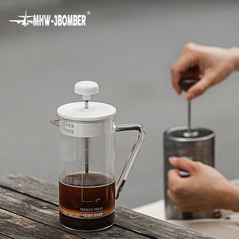 French Press Set with 2 Glass Cups Clear Scale Coffee Brewer 450ml Hot&Cold Resistant Glasses 130ml
