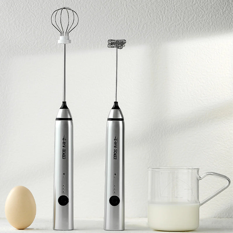 Powerful Milk Foam Machine Mini Electric Milk Frother Stainless Steel Eggbeater Portable Camping