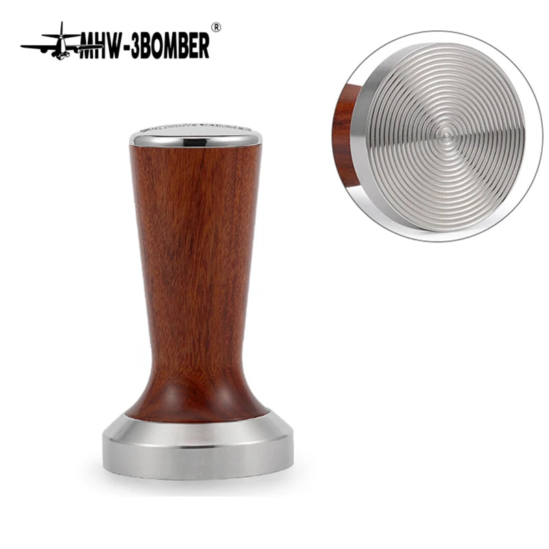 51/58mm Coffee Tamper Stainless Steel Thread Base Espresso Leveler Press Tools Wooden Barista Tools
