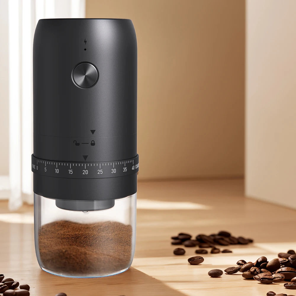 Portable USB Rechargeable Coffee Grinder – Adjustable 40 Gear Conical Burr Bean Grinder