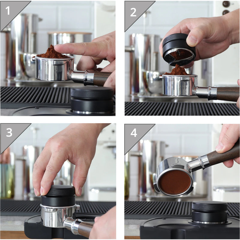 Coffee Distributor, Espresso Distribution Tool/Leveler, 3 Angled Slopes Adjustable Palm Tamper Fits