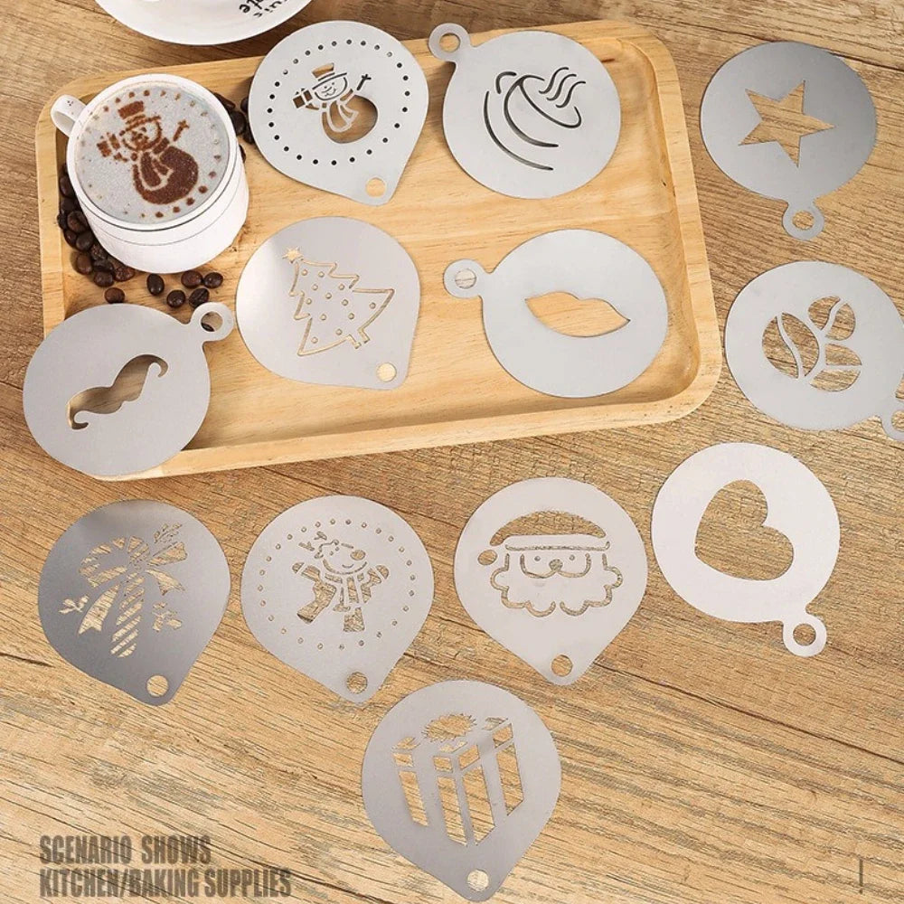 Stainless Steel Coffee Stencil | Latte Milk Foam Spray Art Mould for Coffee & Dessert Decoration
