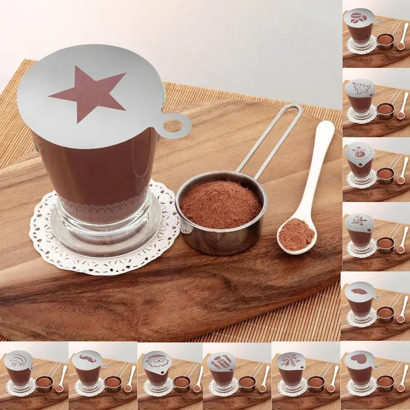Coffee Latte Cappuccino Barista Stencils | Stainless Steel | Templates for DIY Coffee Art & Design