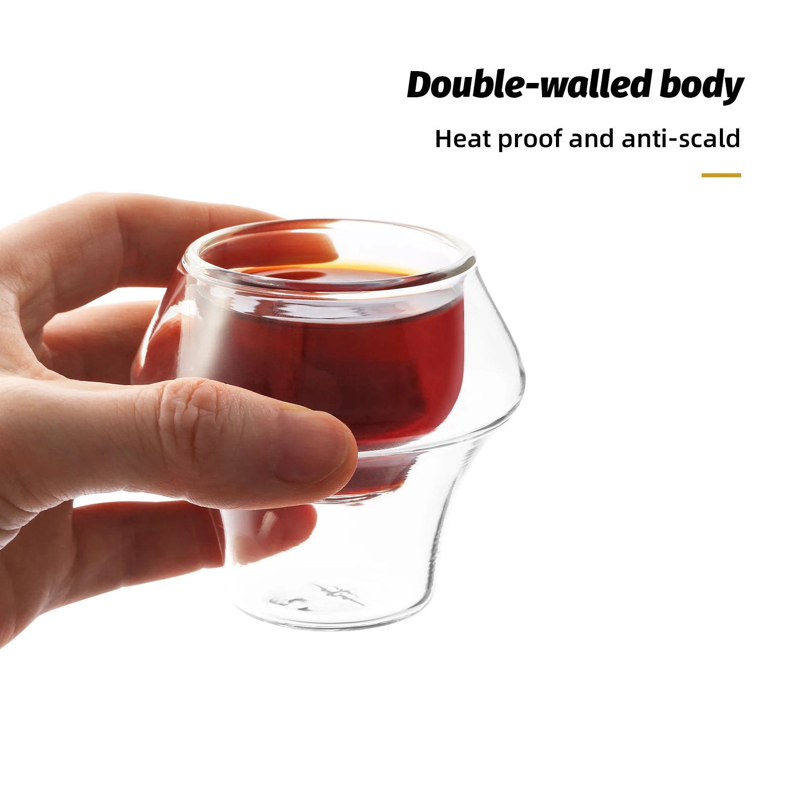MHW-3BOMBER Double Wall Glass Espresso Cups Anti-scald Reusable Tea Mug Shot Glass Wine Home Barista