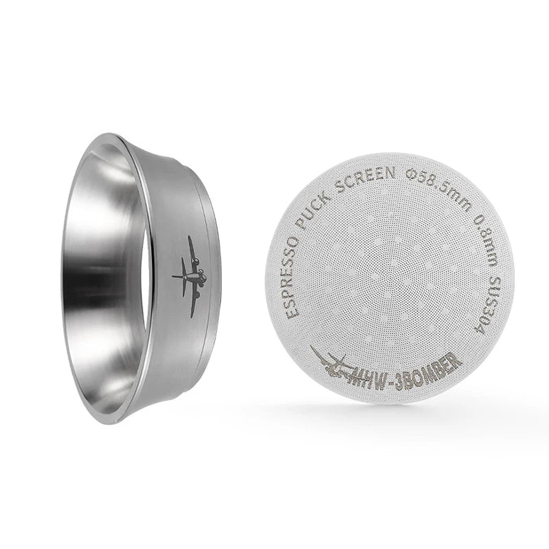 Dosing Funnel Set 51mm 53/54mm 58mm Double Filter Espresso Puck Screen Kit Dosing Ring Barista Tools