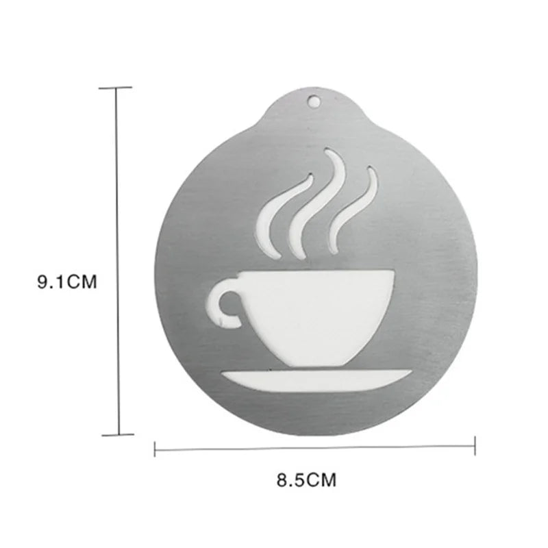 Coffee Stencils Set for Latte Art, Cappuccino, and Fancy Foam Designs, Stainless Steel & Plastic