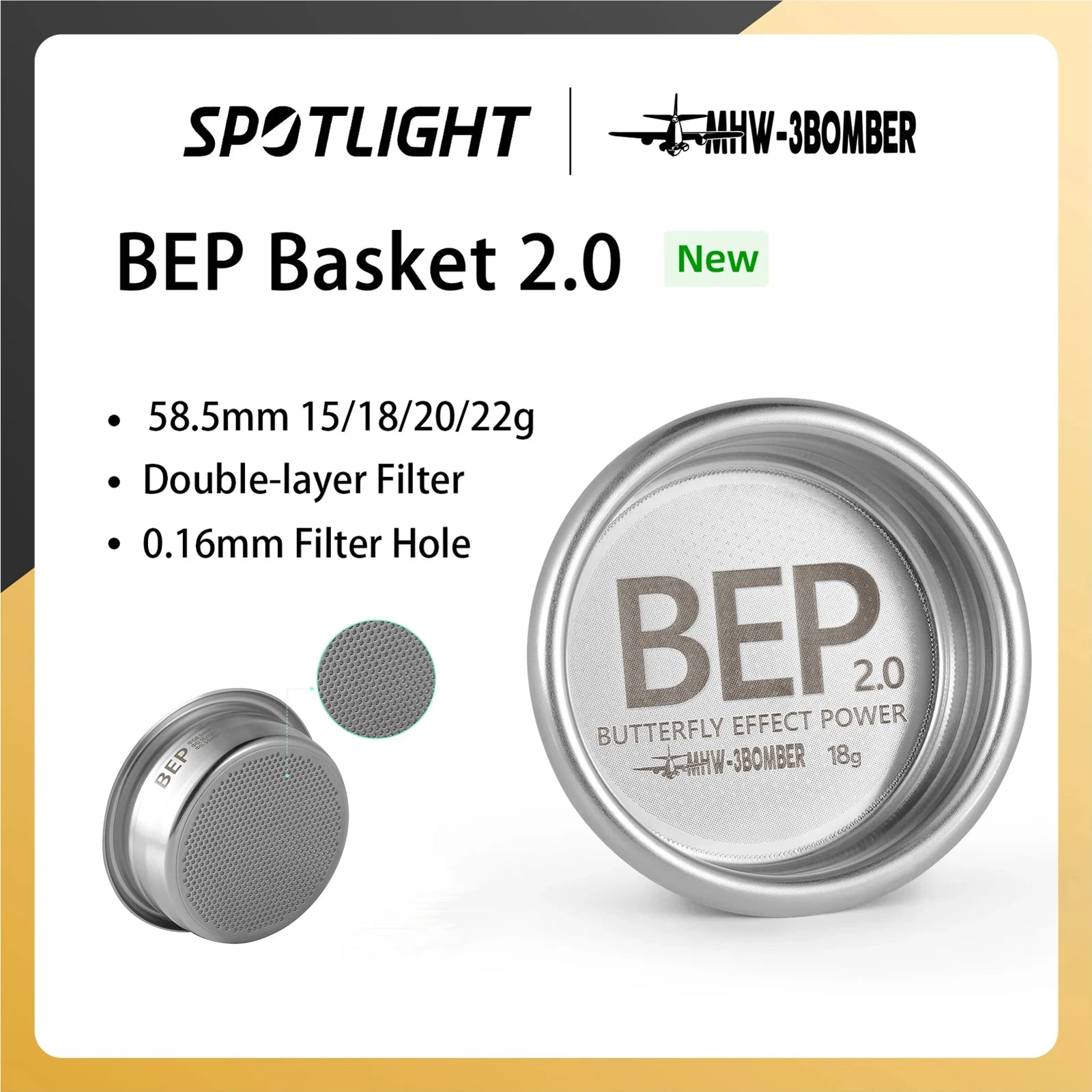 15 to 22g 58.5mm Double Espresso Basket Filter 54mm 15g Breville Basket Professional Barista Coffee