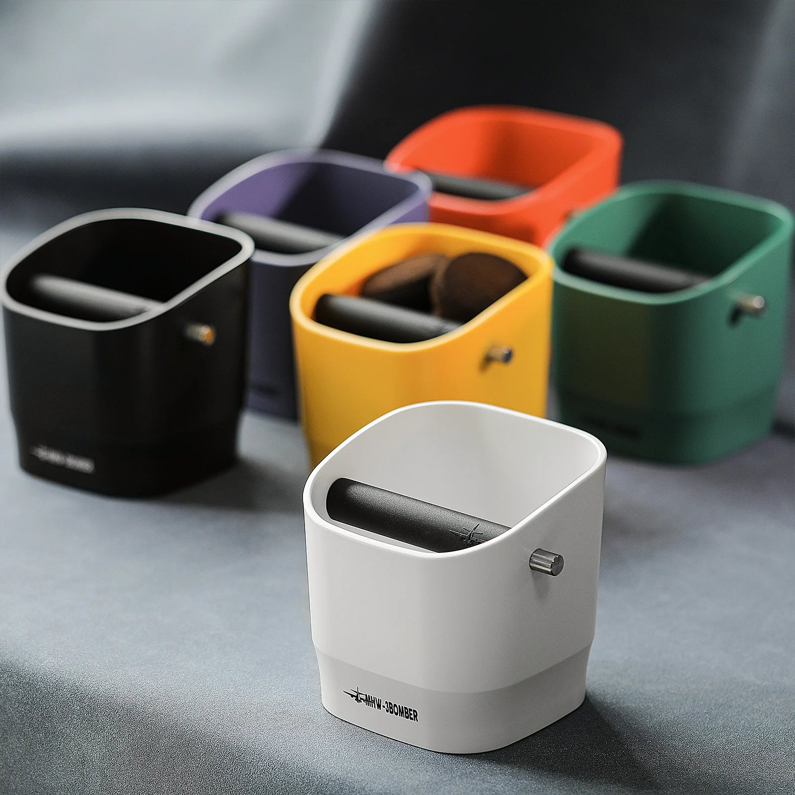 Set of 3 Pieces Espresso Knock Box Coffee Tamping Mat & Cleaning Brush Removable Knock Bar Non-slip