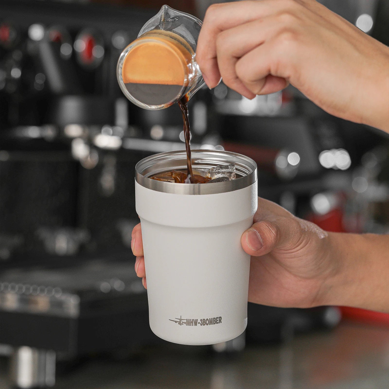 MHW-3BOMBER 360ml Coffee Cups Portable Car Travel Mug with Leak-proof Lid Thermal Mugs Double Walled