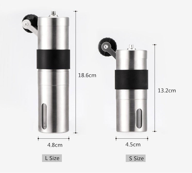2 Size Manual Ceramic Coffee Grinder Stainless Steel Adjustable Coffee Bean Mill With Rubber Loop