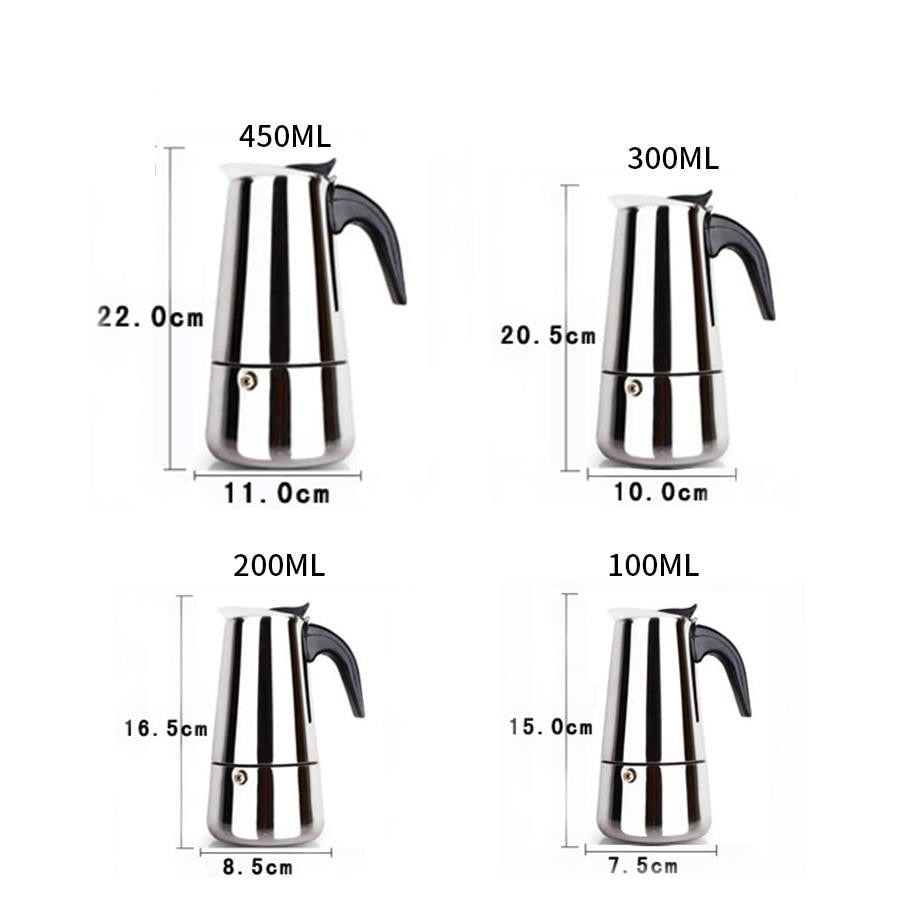 Stainless steel 304 Moka Pot Coffee Maker Stovetop Espresso Maker