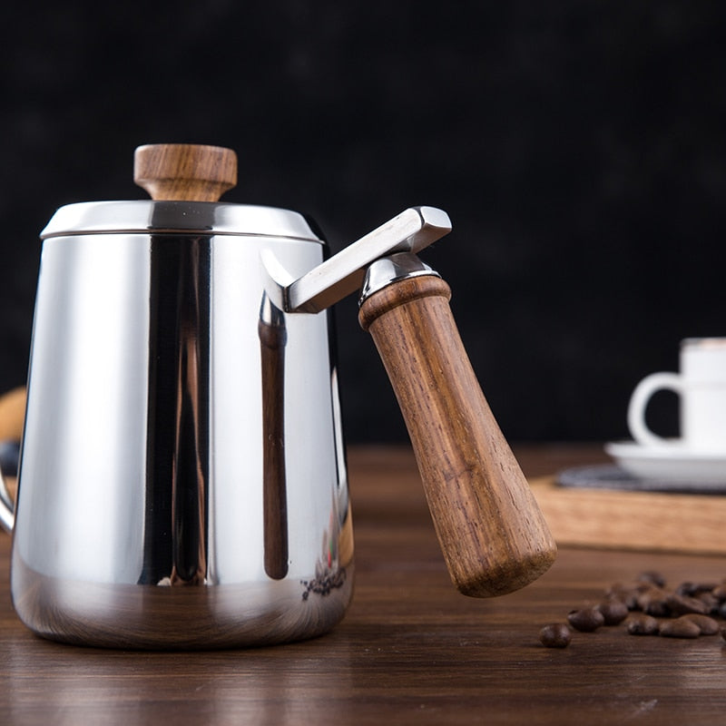 350ml 550ml Drip Kettle Stainless Steel Coffee Tea Pot ,Coffee kettle Swan Neck Drip Wooden Handle