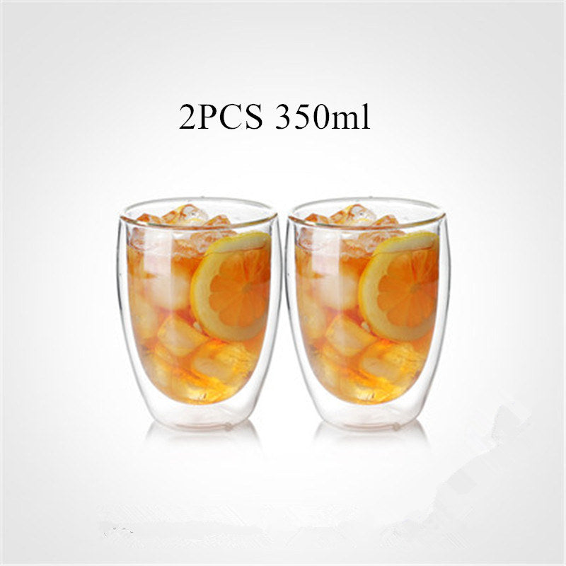 80/250/350/450ml Heat-resistant Double Wall Glass Cup Beer Coffee Cups Handmade Healthy Drink Mug
