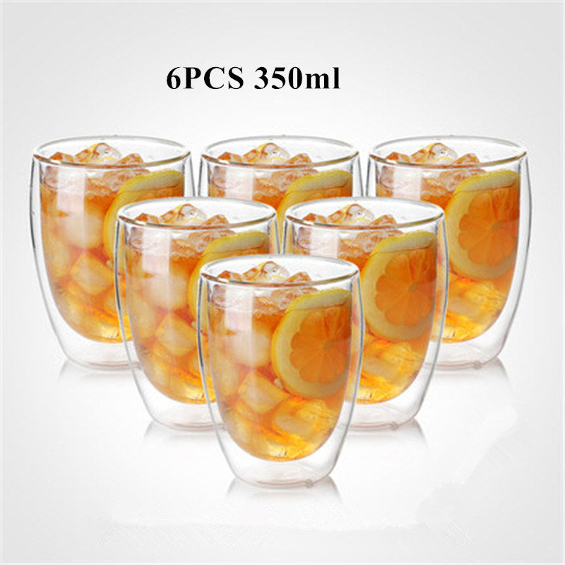 80/250/350/450ml Heat-resistant Double Wall Glass Cup Beer Coffee Cups Handmade Healthy Drink Mug