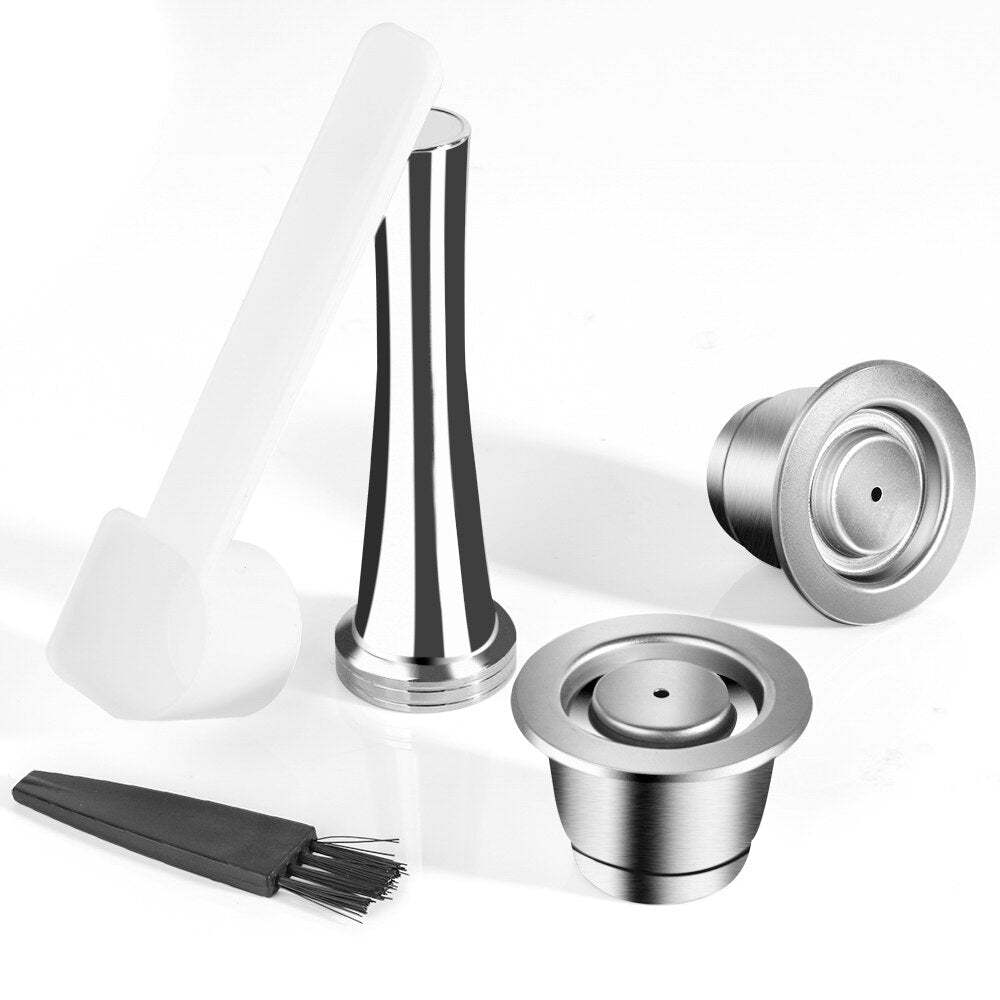 Cream Nespresso Refillable Coffee Capsule Pod Stainless Steel Espresso Coffee Filter Tamper Capsule
