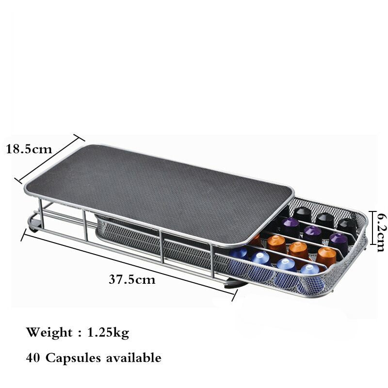 Duolvqi Coffee Pod Holder Storage Drawer Coffee Capsules Organizer for 40pcs Nespresso Capsules