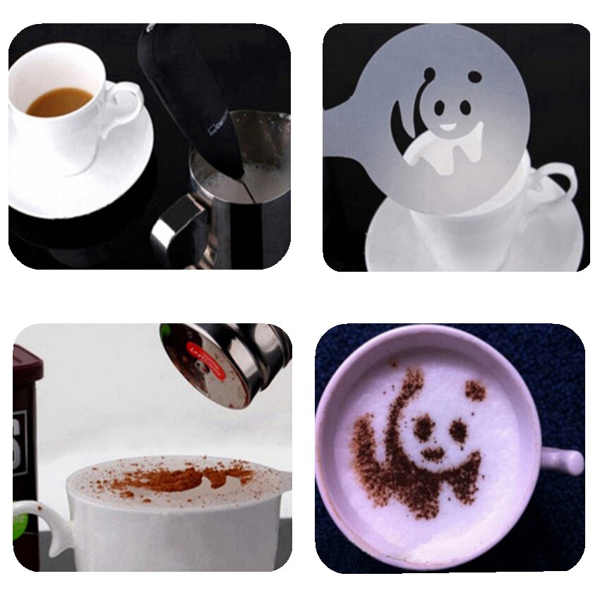 FHEAL 16pcs/set Creative Cappuccino Coffee Barista Stencils Coffee Accessories Tools Printing