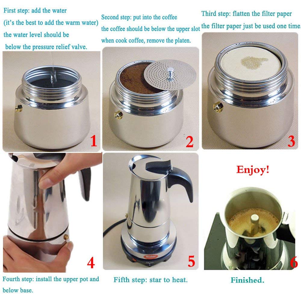 Stainless steel 304 Moka Pot Coffee Maker Stovetop Espresso Maker