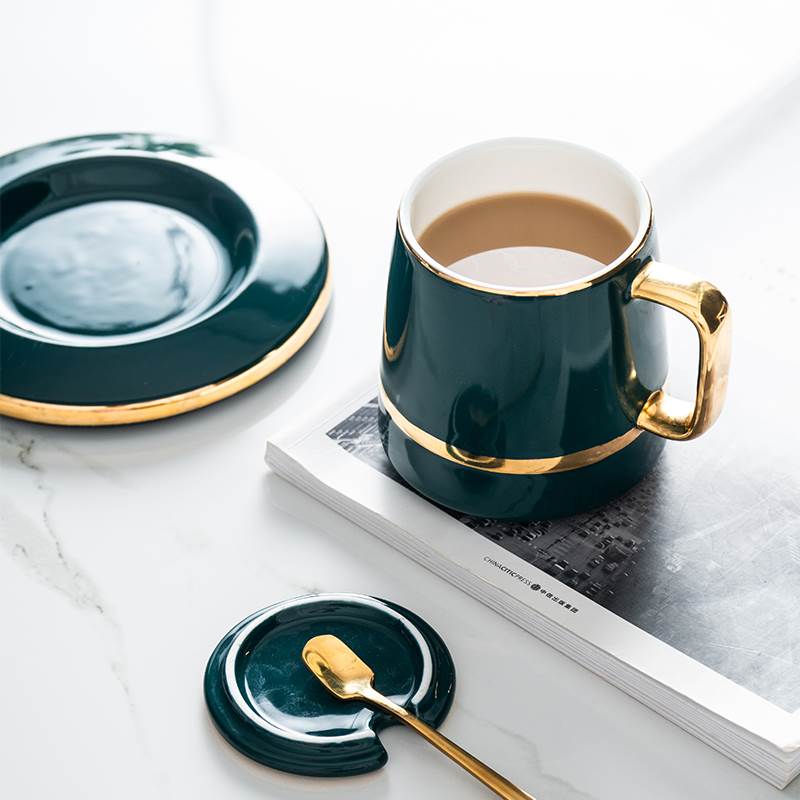 INMYLIFE Coffee Cup Set Small European Luxury Creative Gift for Lovers Golden Design Porcelain Tea