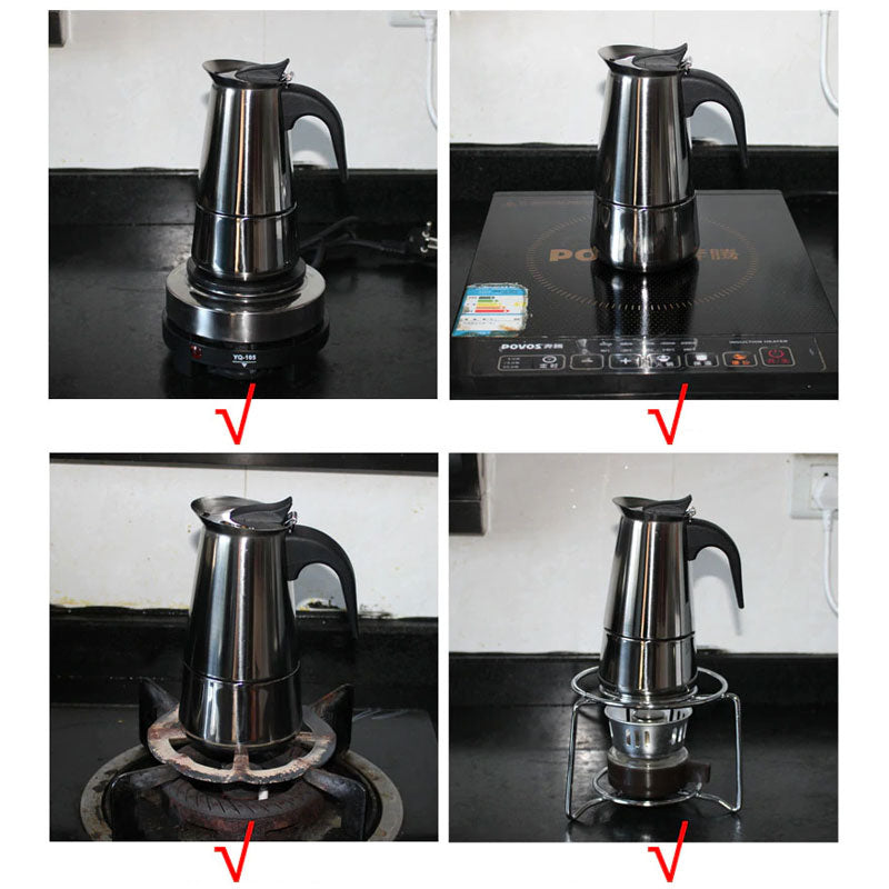 Stainless steel 304 Moka Pot Coffee Maker Stovetop Espresso Maker