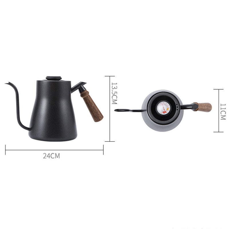 ROKENE Stainless Steel Coffee Pots Built-in Thermometer 850ML Coffee Drip Kettle Pour Over Coffee