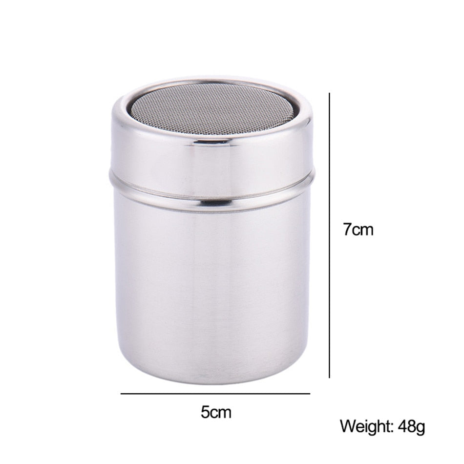 1pc Stainless Steel Chocolate Shaker Cocoa Flour Coffee Sifter or 16Pcs Coffee Stencils Template