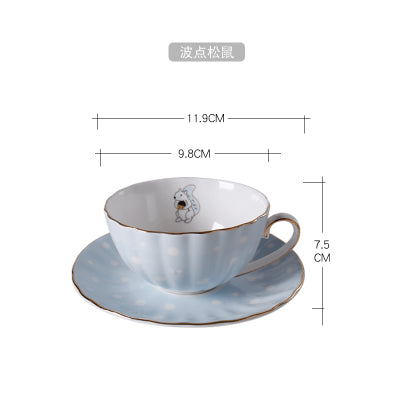 White Dots Little Rabbit Ceramic Bone China Coffee cup Saucer Set 180ml British Style Black Tea Milk