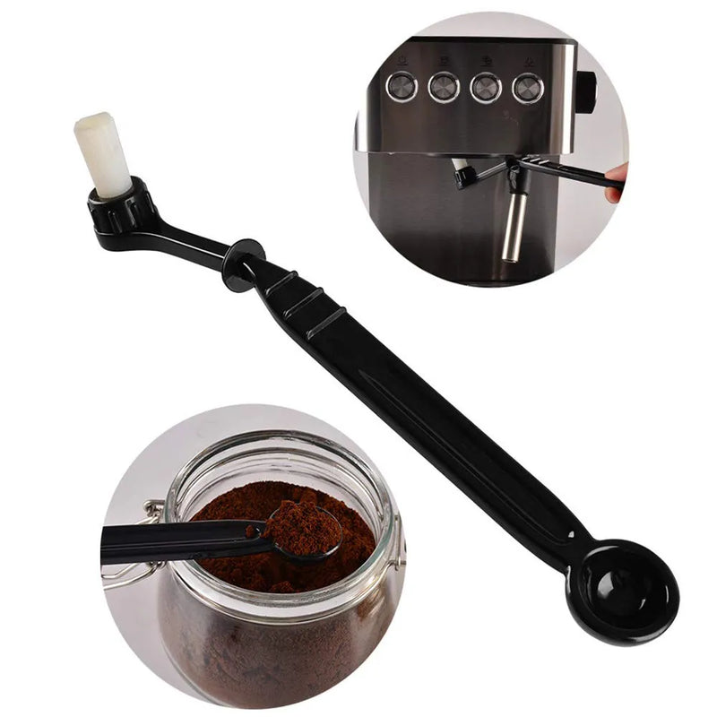 Coffee Machine Brush Cleaner with Spoon 2 in 1, Barista Espresso Machine Brush Replacement Head