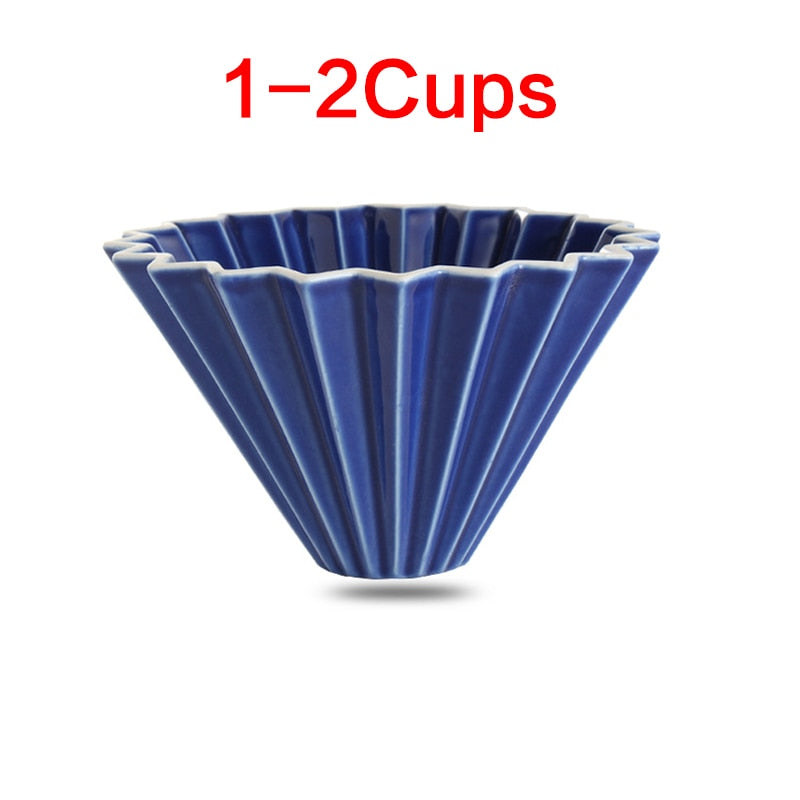 1pc 3 colors ceramics origami sytle V60 filter cup coffee dripper 1-2cups for barista