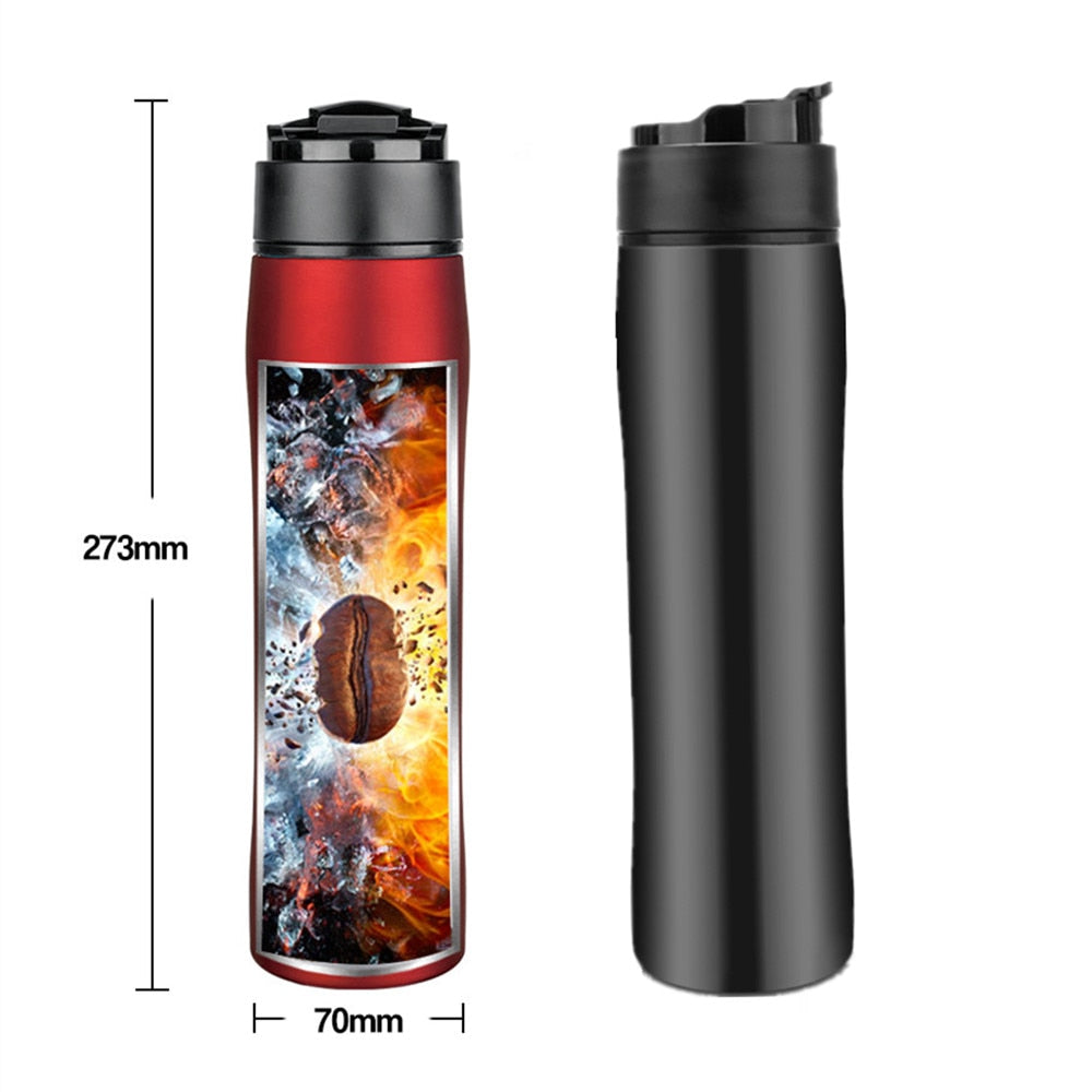 Recafimil Portable French Press Pot Double Thermal Insulation Cold Storage Travel Outdoor Stainless