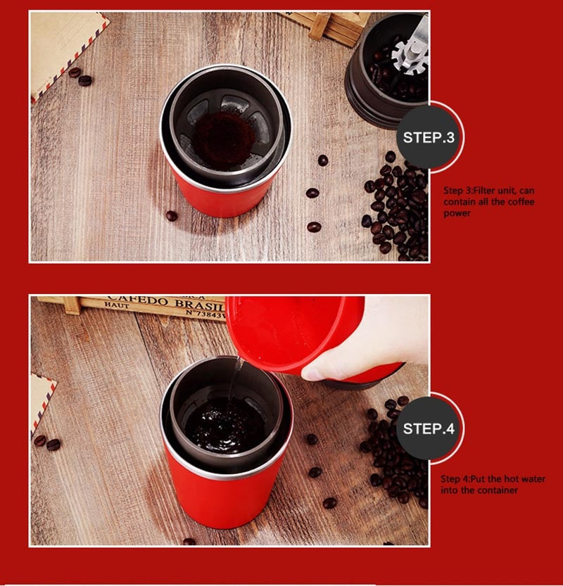 4 In 1 Manual Coffee Maker Coffee Bean Grinder Mill Hand Pressure Portable Travel Espresso Machine