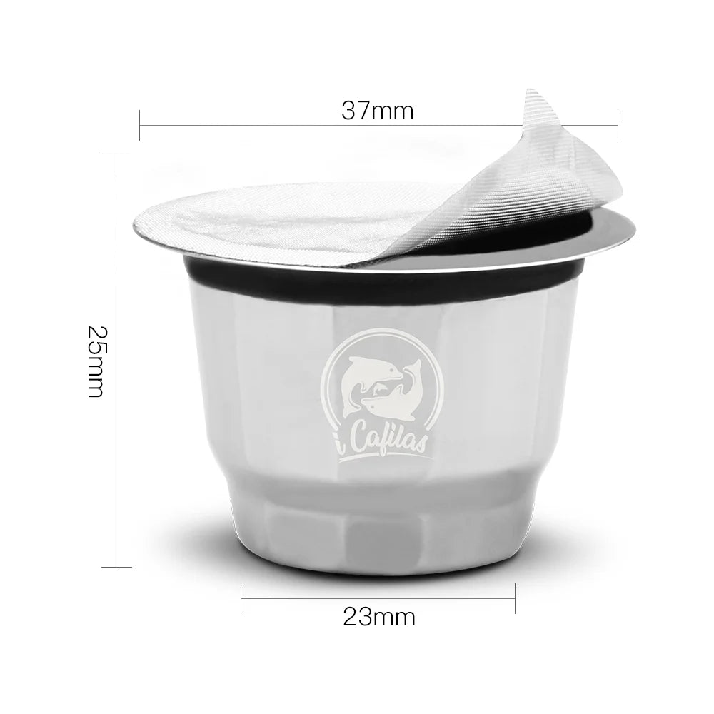 Icafilas Reusable Coffee Capsule Pod for Nespresso Stainless Steel Espresso Crema Coffee Filter Foil