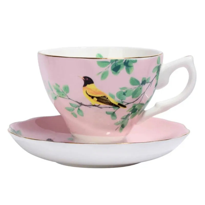 Bone China Coffee Mug Cups Luxury and Delicacy Coffee Cup And Saucer Set with Spoon English