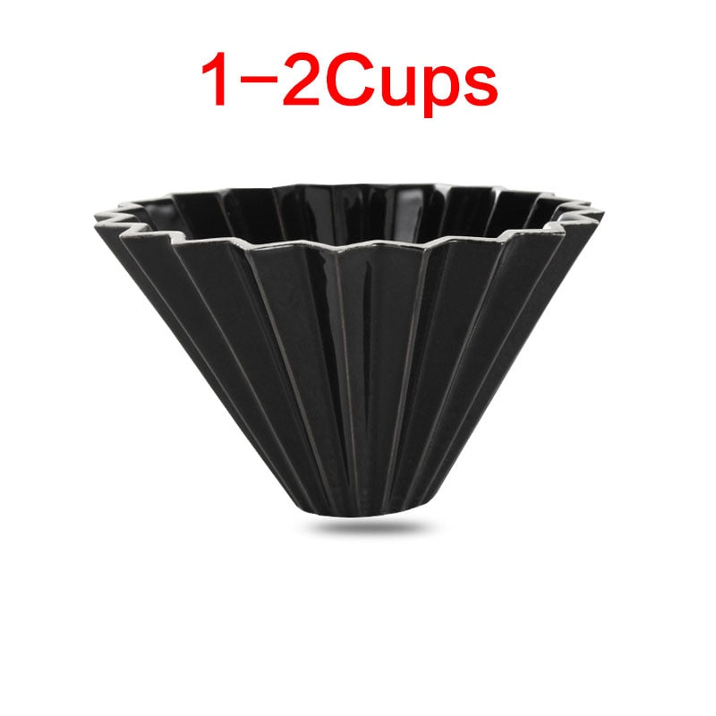 1pc 3 colors ceramics origami sytle V60 filter cup coffee dripper 1-2cups for barista