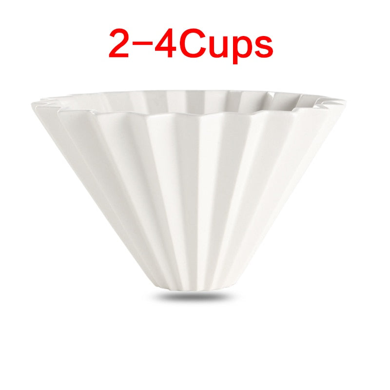 1pc 3 colors ceramics origami sytle V60 filter cup coffee dripper 1-2cups for barista