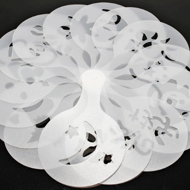 16pcs/set Of Fancy Coffee Printing Flower Mold Latte Coffee Cappuccino Mold Coffee Cake Decoration