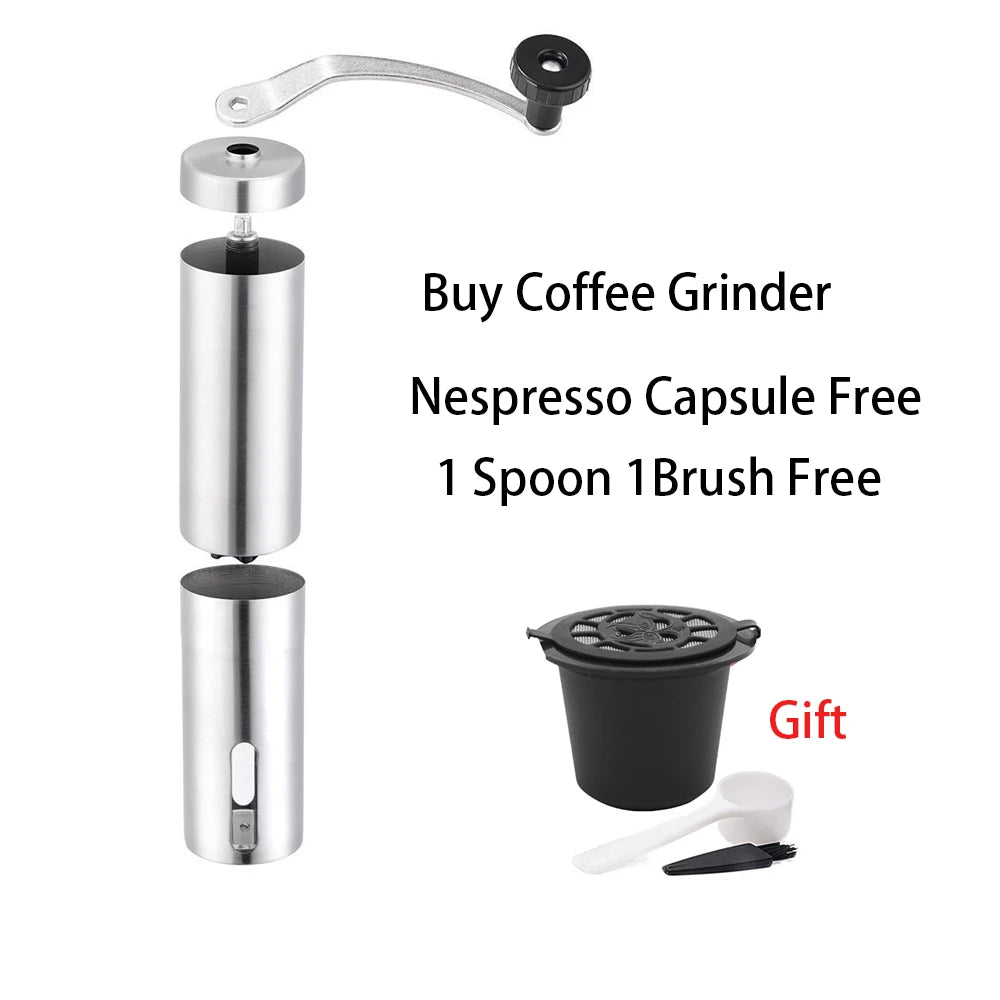 Mini Manual Coffee Grinder|Stainless Steel Hand Bean Grinder Compatible with Nespresso & Dolce Gusto