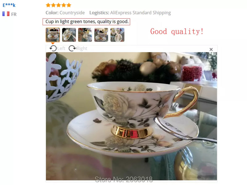Europe Bone China Coffee Cup Saucer Spoon Set 200ml Luxury Ceramic Mug Top-grade Porcelain Tea Cup