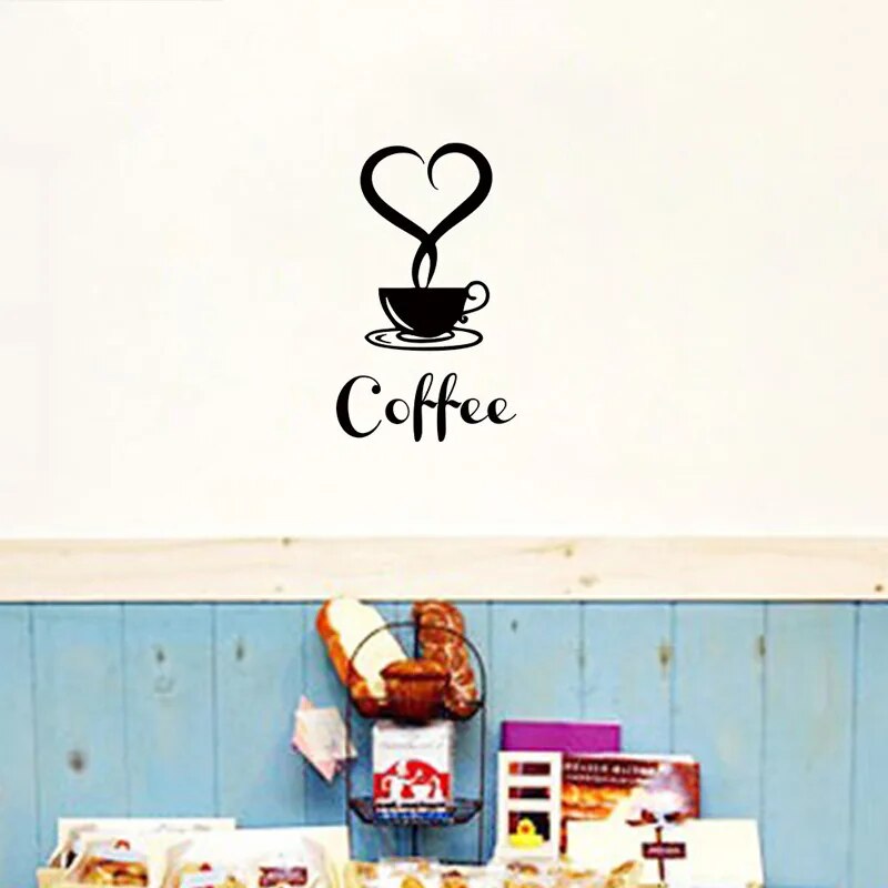 Coffee Wall Sticker Shop Restaurant Wall Decor Decals Home Decorations Kitchen Removable Vinyl Wall