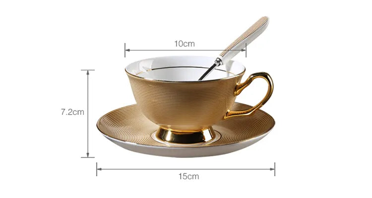Europe Bone China Coffee Cup Saucer Spoon Set 200ml Luxury Ceramic Mug Top-grade Porcelain Tea Cup