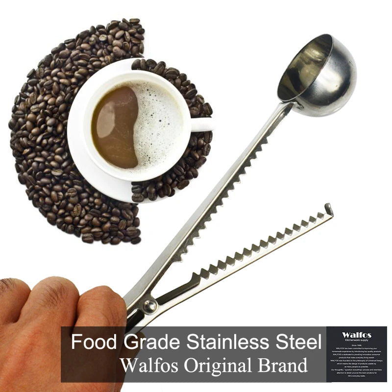 Stainless Steel Coffee Scoop with Bag Clip Sealing Tea Measuring Spoon Kitchen Tool Coffee