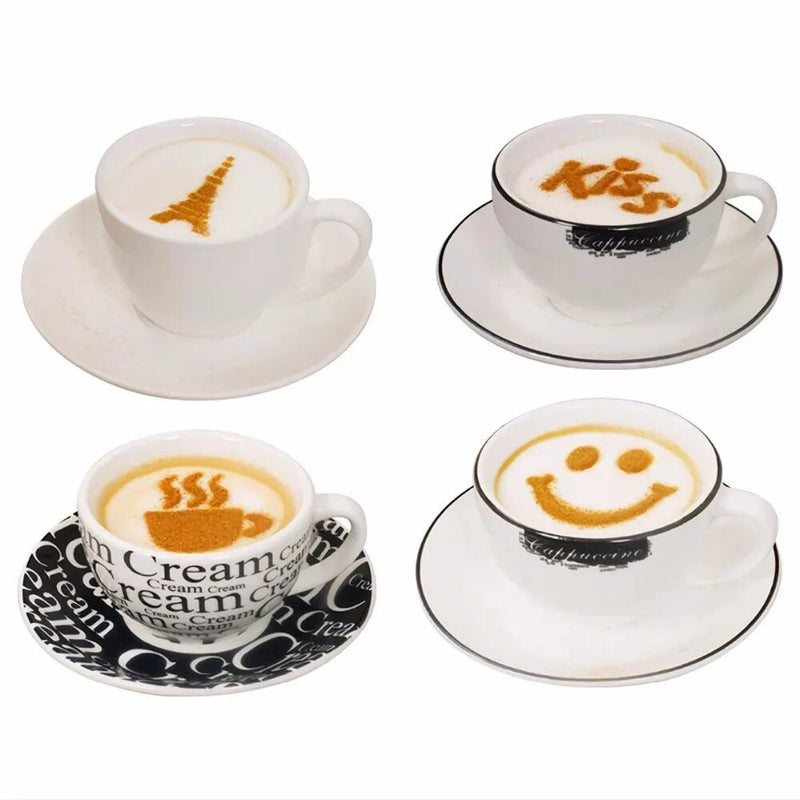16pcs/set Of Fancy Coffee Printing Flower Mold Latte Coffee Cappuccino Mold Coffee Cake Decoration